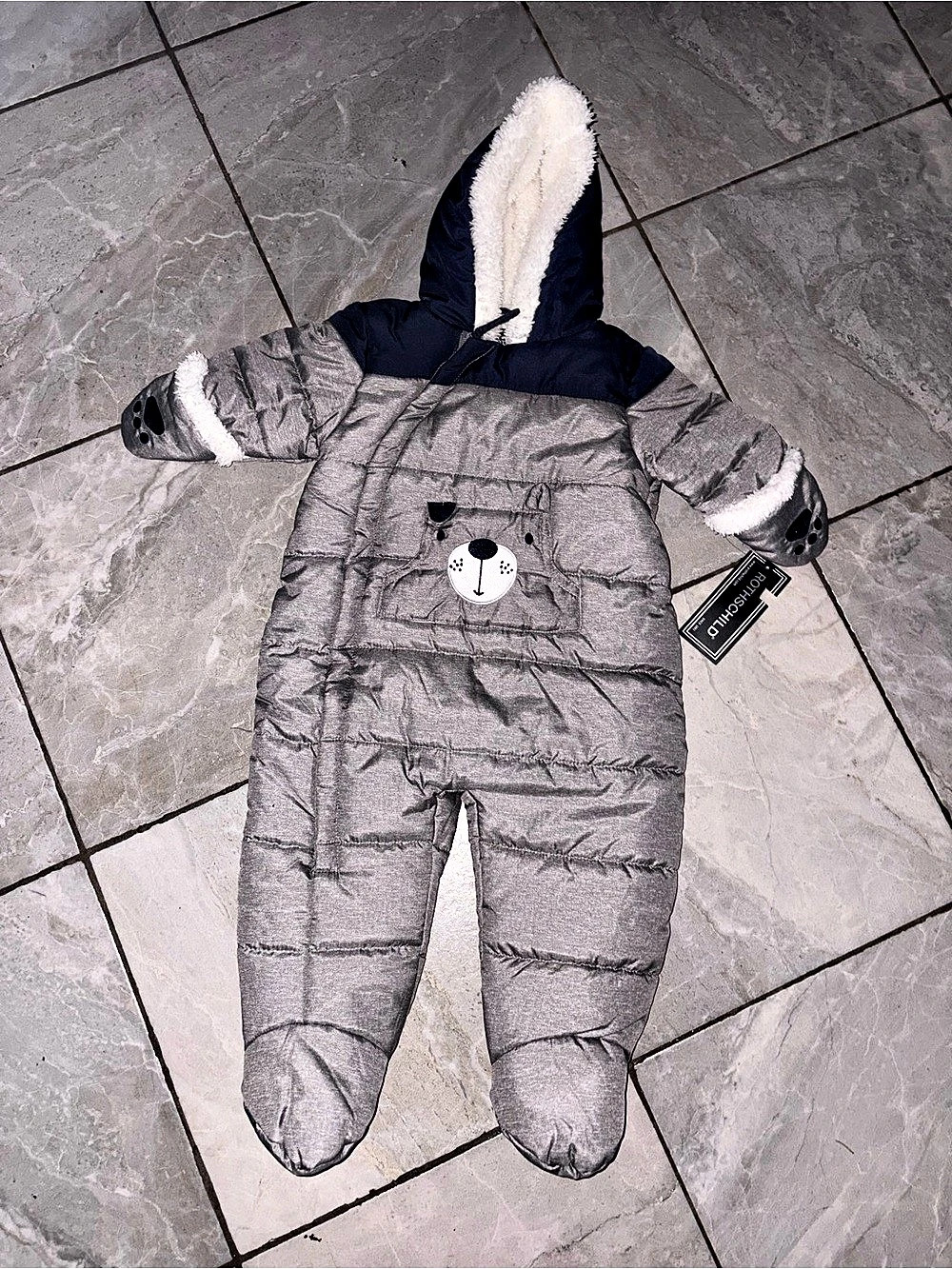 Rothschild Baby Snowsuit Gray & Blue Baby 12M NWT